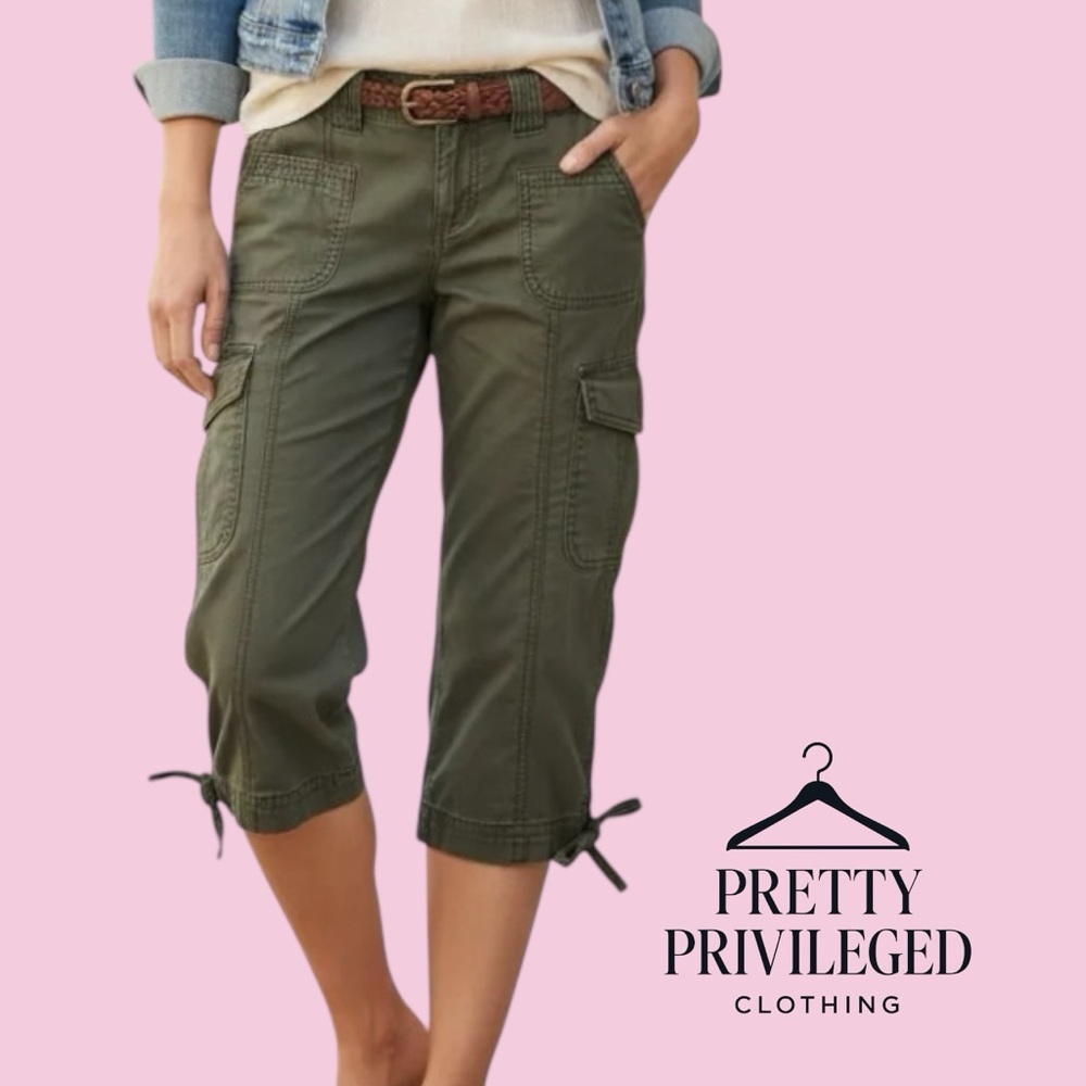 Jacob Connexion Olive Linen cargo Y2K Capris